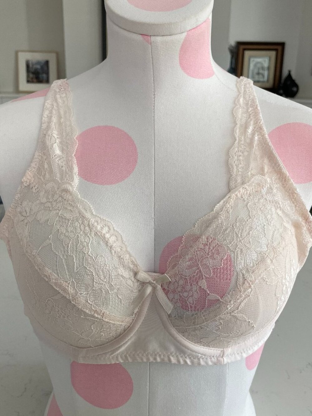 Gloria Vanderbilt Full Coverage Underwire Breathable Lace Bra Blush Pink Sz 36C